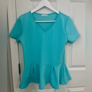Turquoise Peplum Top Size Medium